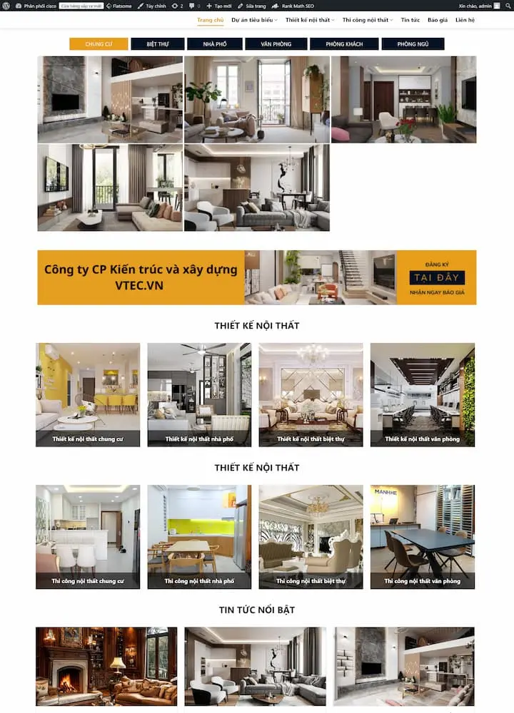 VTEC thiết kế website nội thất chuyên nghiệp chuẩn seo