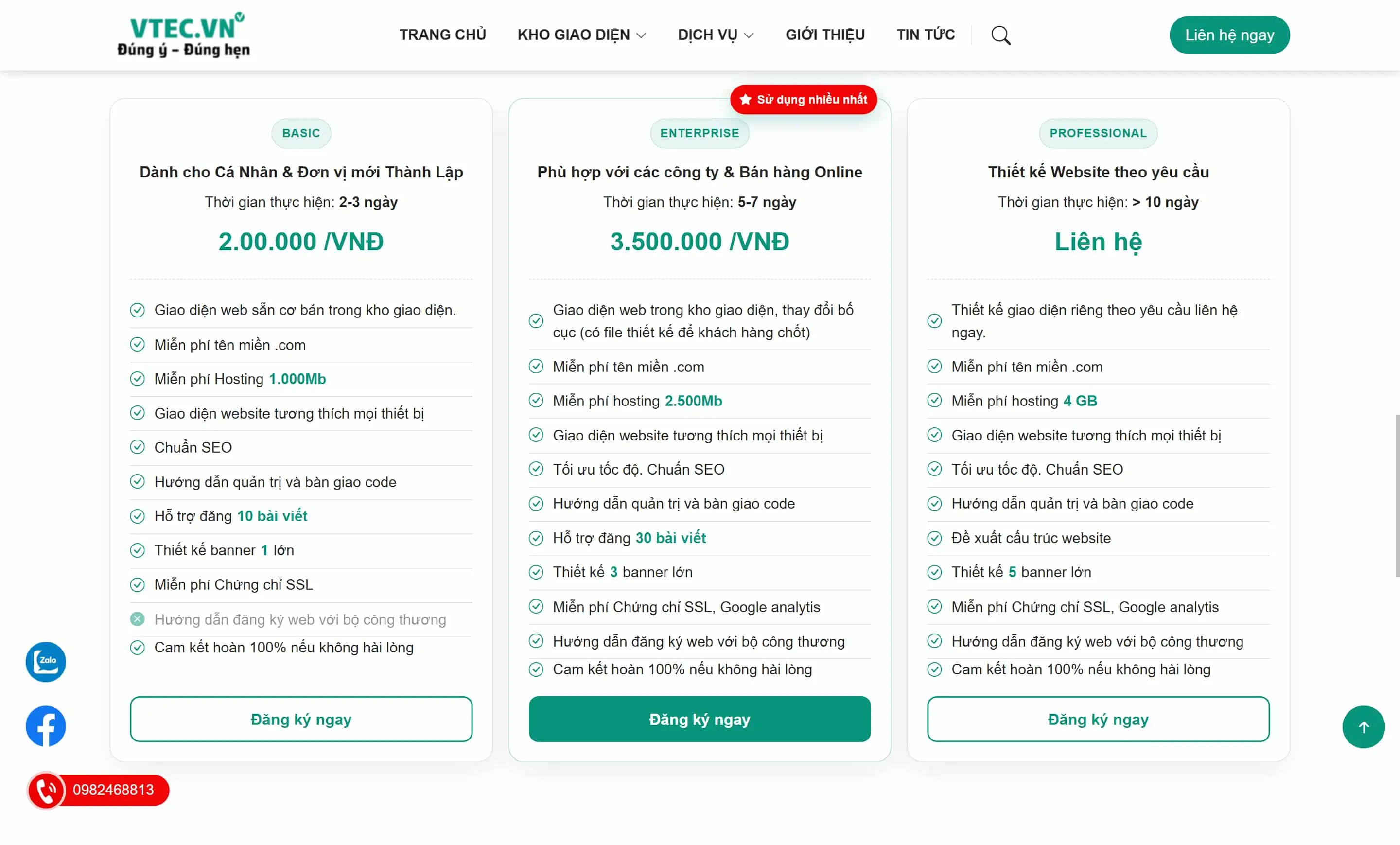 Giá thiết kế website chuyên nghiệp chuẩn SEO tại VTEC
